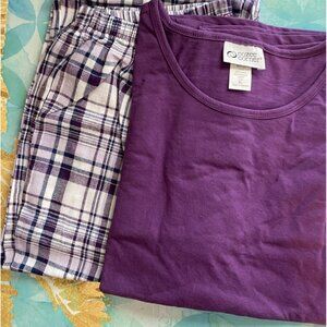 Cozee Corner Flannel Pajama Set Purple Plaid XL Top Long Sleeve & Pants NWT